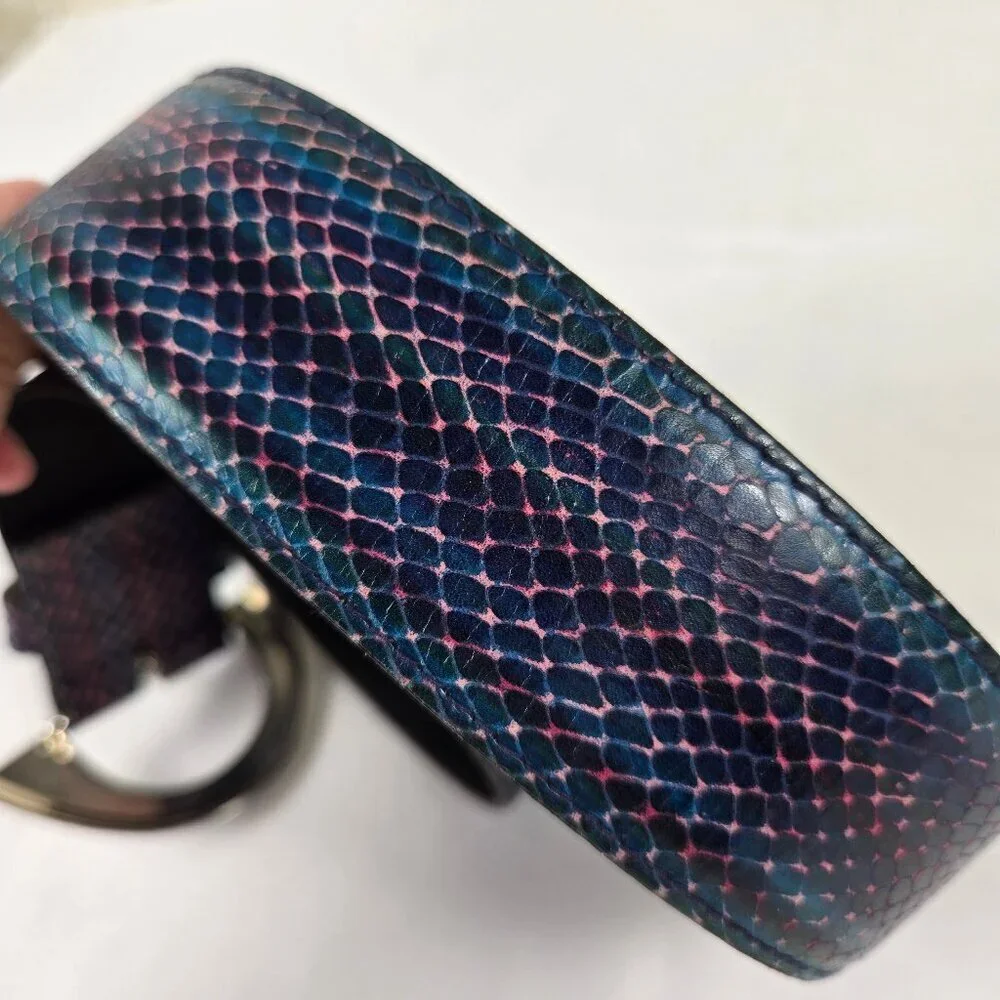 Harve Benard Size Small Genuine Leather Snake Print Belt Blue Pink Ombre